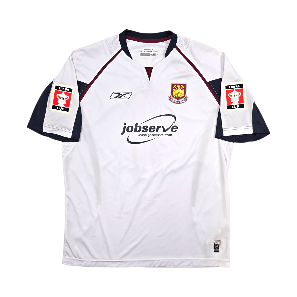 2005/06 West Ham United Away Football Shirt (L) Reebok 8 Sheringham (FA Cup) - Football Finery - FF303724