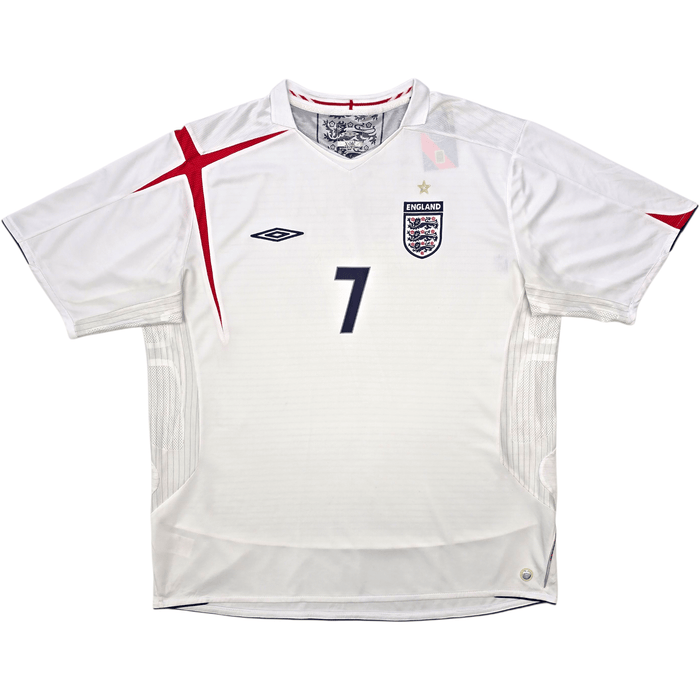 2005/07 England Home Football Shirt (2XL) Umbro 7 Beckham - Football Finery - FF302886
