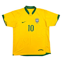2006/08 Brazil Home Football Shirt (M) Nike 10 Ronaldinho - Football Finery - FF305244