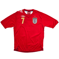 2006/08 England Away Football Shirt (L) Umbro 7 Beckham - Football Finery - FF302126