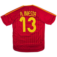 2006/08 Spain Home Football Shirt (L) Adidas 13 A. Iniesta - Football Finery - FF305220