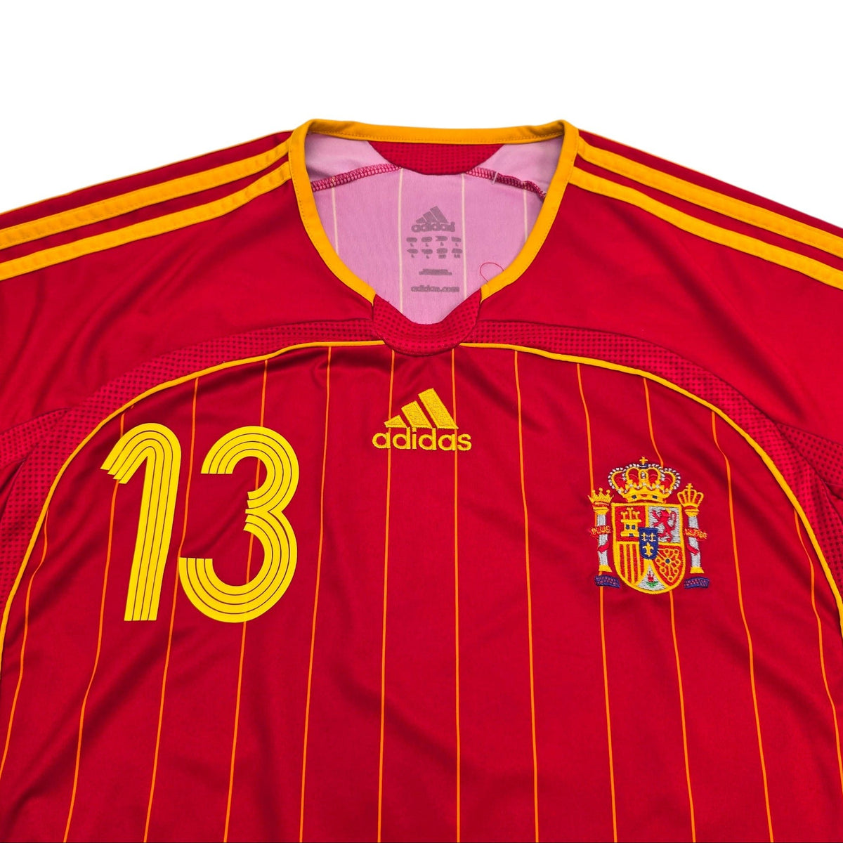 2006/08 Spain Home Football Shirt (L) Adidas 13 A. Iniesta - Football Finery - FF305220
