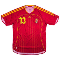 2006/08 Spain Home Football Shirt (L) Adidas 13 A. Iniesta - Football Finery - FF305220