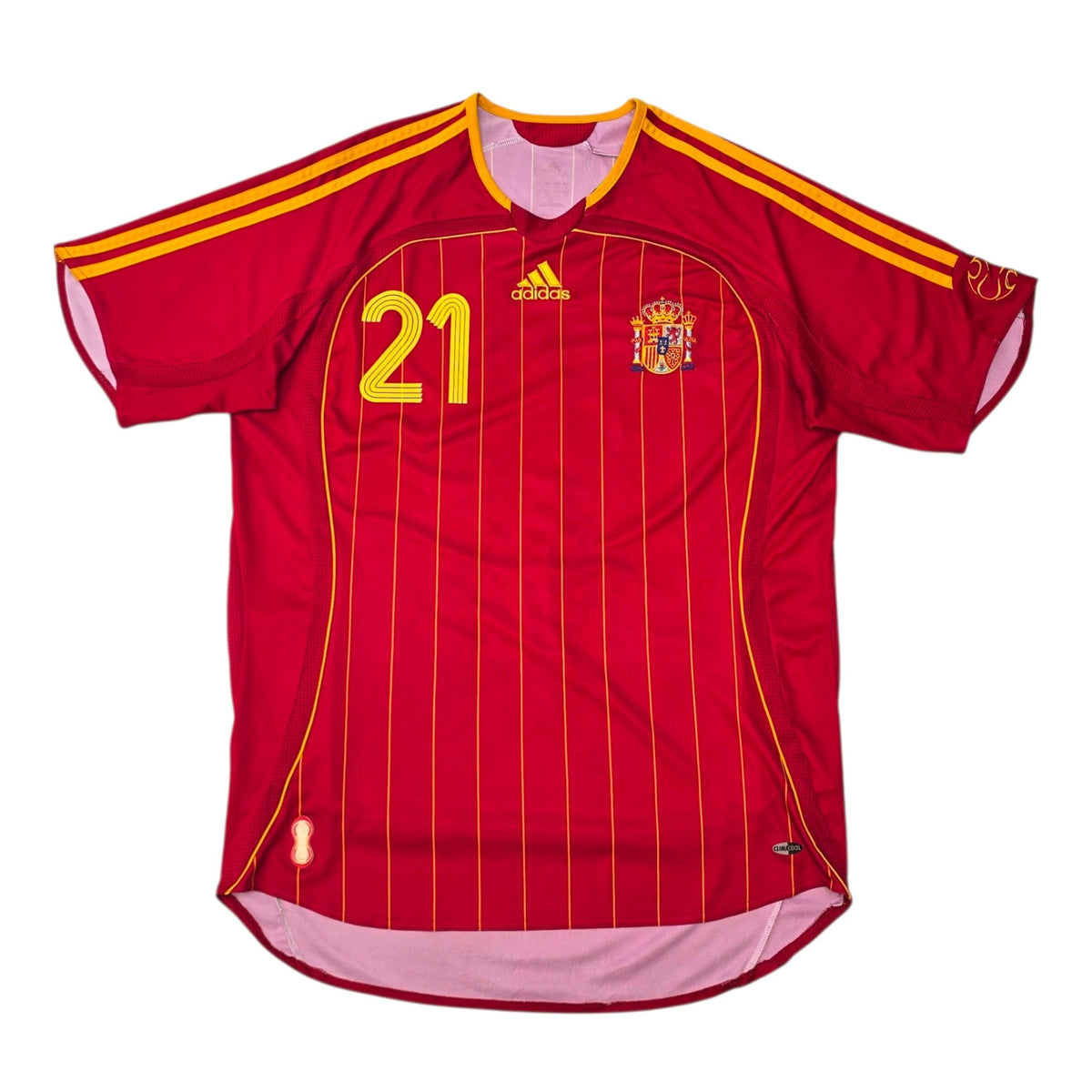 2006/08 Spain Home Football Shirt (M) Adidas 21 David Villa - Football Finery - FF305229