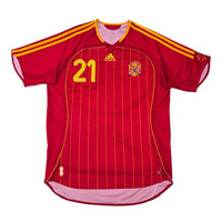 2006/08 Spain Home Football Shirt (M) Adidas 21 David Villa - Football Finery - FF305229