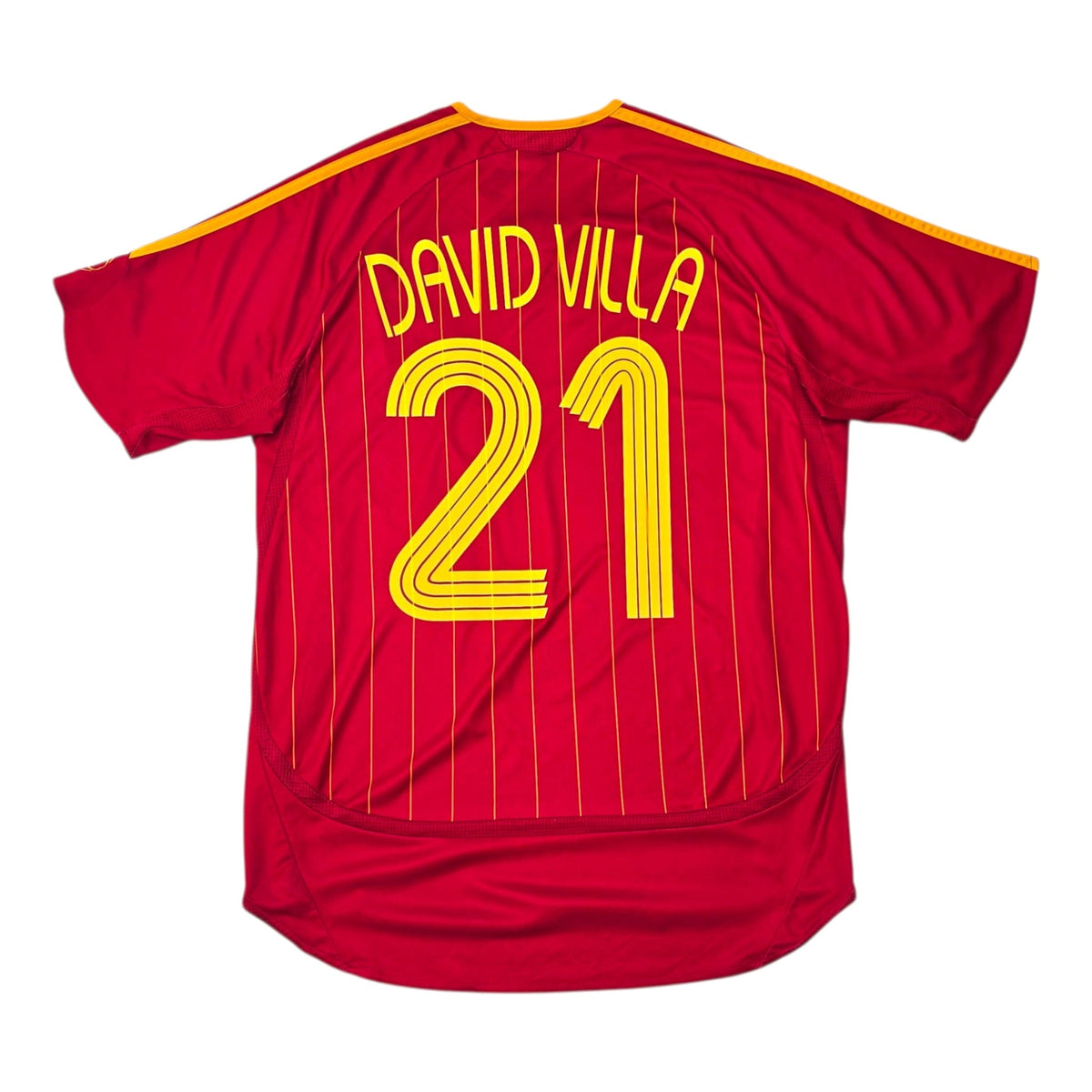 2006/08 Spain Home Football Shirt (M) Adidas 21 David Villa - Football Finery - FF305229