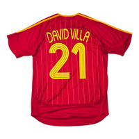2006/08 Spain Home Football Shirt (M) Adidas 21 David Villa - Football Finery - FF305229