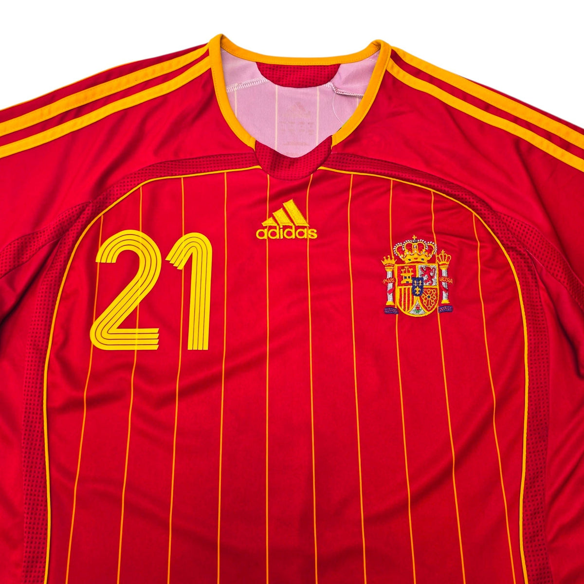 2006/08 Spain Home Football Shirt (M) Adidas 21 David Villa - Football Finery - FF305229