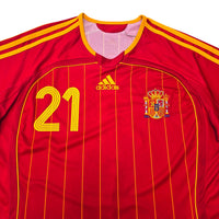 2006/08 Spain Home Football Shirt (M) Adidas 21 David Villa - Football Finery - FF305229