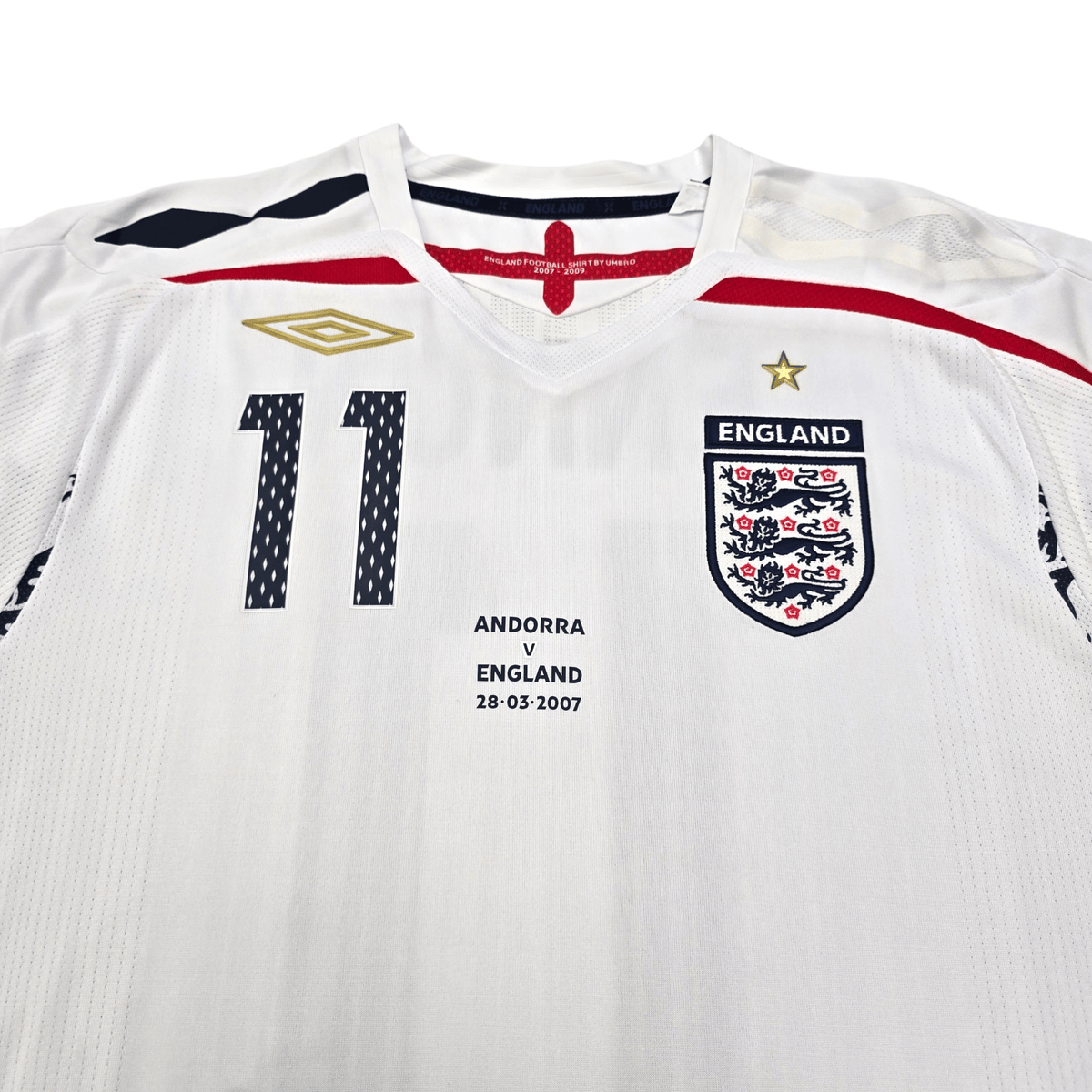2007/09 England Home Football Shirt (L) Umbro 11 Lennon - Football Finery - FF304130