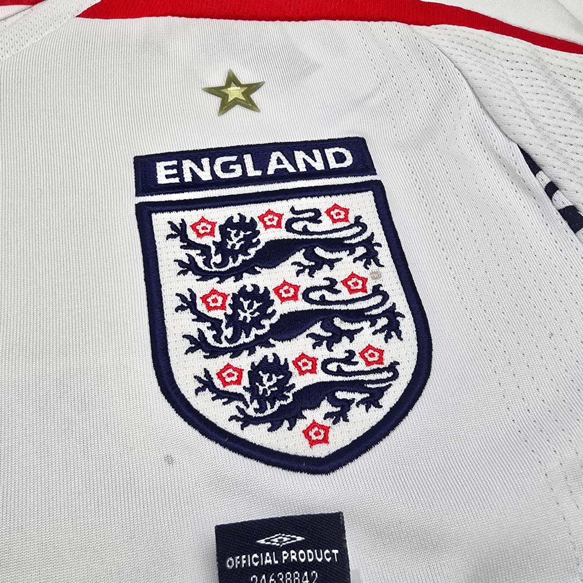 2007/09 England Home Football Shirt (S) Umbro 7 Beckham - Football Finery - FF302499
