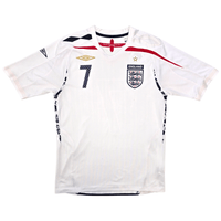 2007/09 England Home Football Shirt (S) Umbro 7 Beckham - Football Finery - FF302499