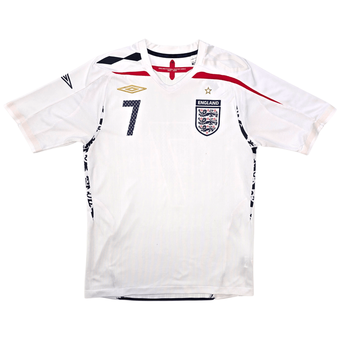 2007/09 England Home Football Shirt (S) Umbro 7 Beckham - Football Finery - FF302499