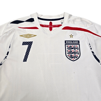 2007/09 England Home Football Shirt (S) Umbro 7 Beckham - Football Finery - FF302499