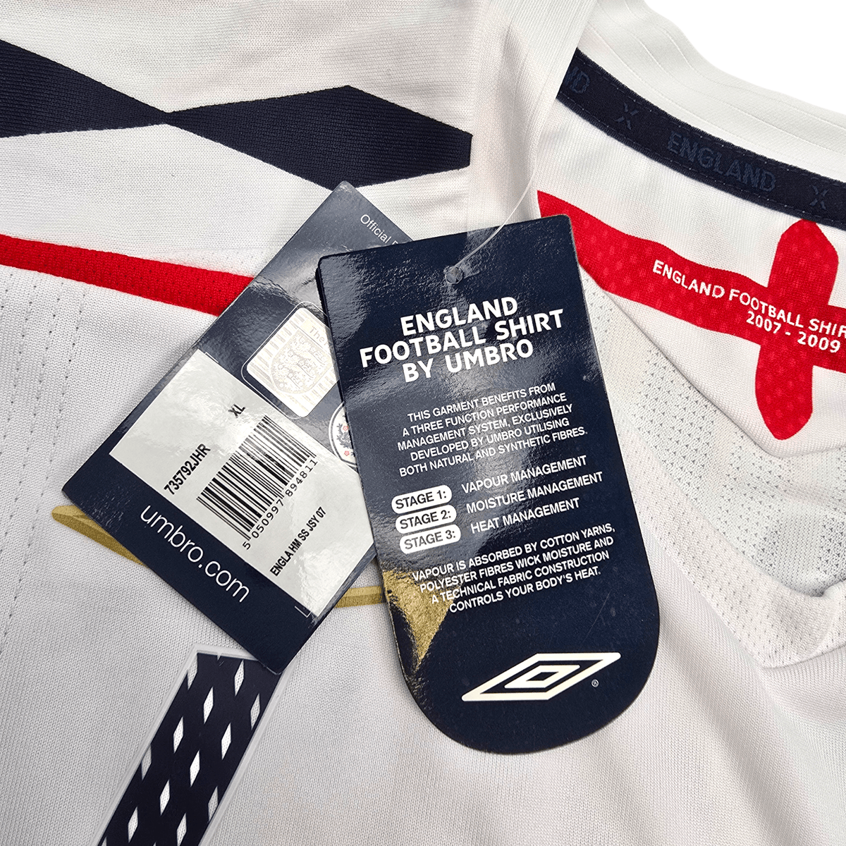 2007/09 England Home Football Shirt (XL) Umbro 4 Gerrard (BNWTs) - Football Finery - FF304123