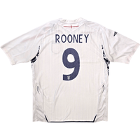 2007/09 England Home Football Shirt (XL) Umbro 9 Rooney - Football Finery - FF303466