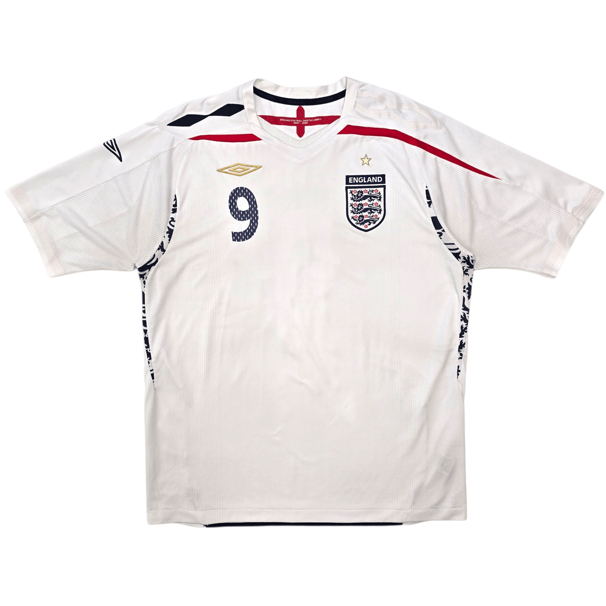 2007/09 England Home Football Shirt (XL) Umbro 9 Rooney - Football Finery - FF303466