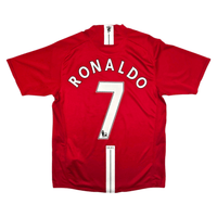 2007/09 Manchester United Home Football Shirt (M) Nike #7 Ronaldo - Football Finery - FF301016