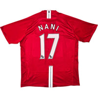 2007/09 Manchester United Home Football Shirt (XL) Nike 17 Nani - Football Finery - FF305049