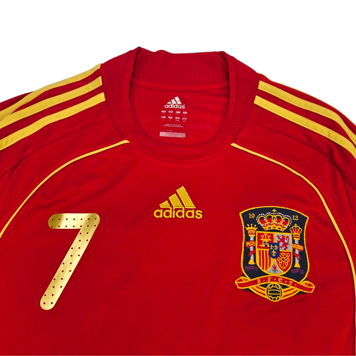 2008/10 Spain Home Football Shirt (L) Adidas 7 Villa - Football Finery - FF301512