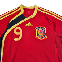 2009 Spain Home Football Shirt (S) Adidas #9 Torres - Football Finery - FF203617
