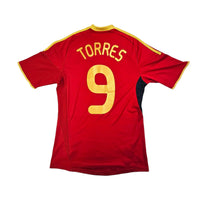 2009 Spain Home Football Shirt (S) Adidas #9 Torres - Football Finery - FF203617