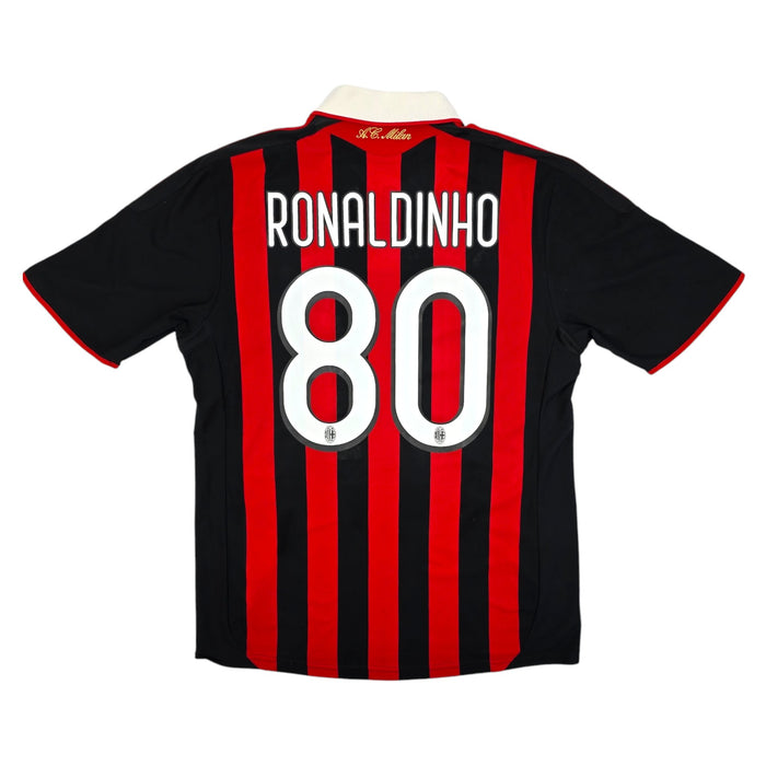 2009/10 AC Milan Home Football Shirt (L) Adidas #80 Ronaldinho - Football Finery - FF204347