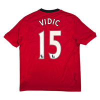 2009/10 Manchester United Home Football Shirt (L) Nike 15 Vidic - Football Finery - FF302111