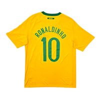 2010/11 Brazil Home Football Shirt (L) Nike 10 Ronaldinho - Football Finery - FF303275