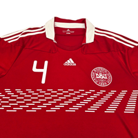 2010/11 Denmark Home Football Shirt (XL) Adidas 4 Agger - Football Finery - FF301655