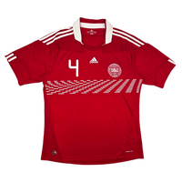 2010/11 Denmark Home Football Shirt (XL) Adidas 4 Agger - Football Finery - FF301655