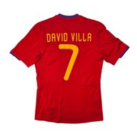 2010/11 Spain Home Football Shirt (S) Adidas 7 David Villa - Football Finery - FF302880