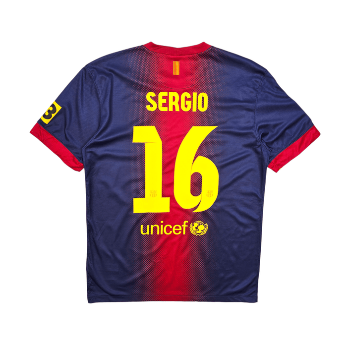 2012/13 Barcelona Home Football Shirt (M) Nike 16 Sergio - Football Finery - FF303486