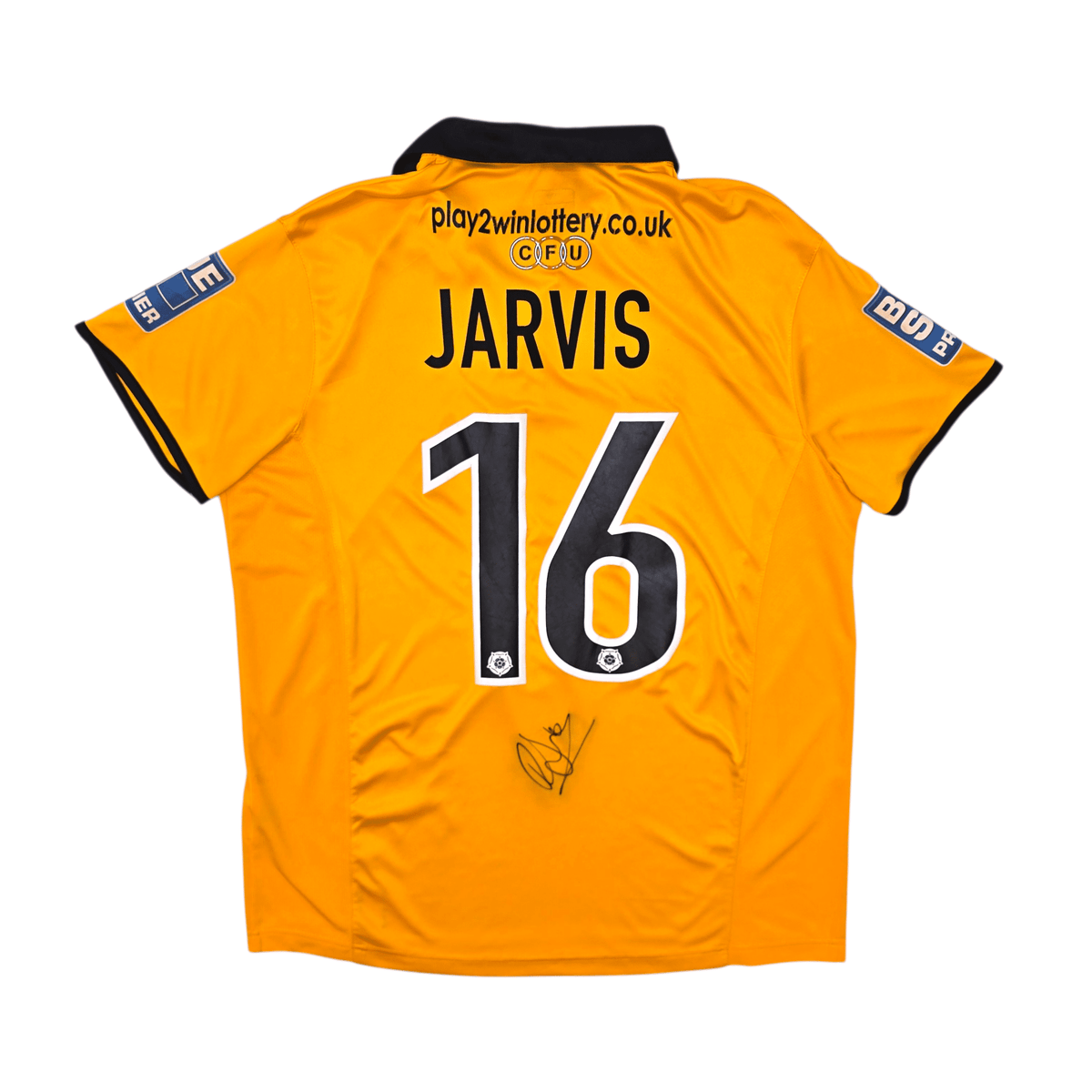 2012/13 Cambridge United Home Football Shirt (L) Burrda 16 Jarvis (Matchworn/Signed) - Football Finery - FF303474