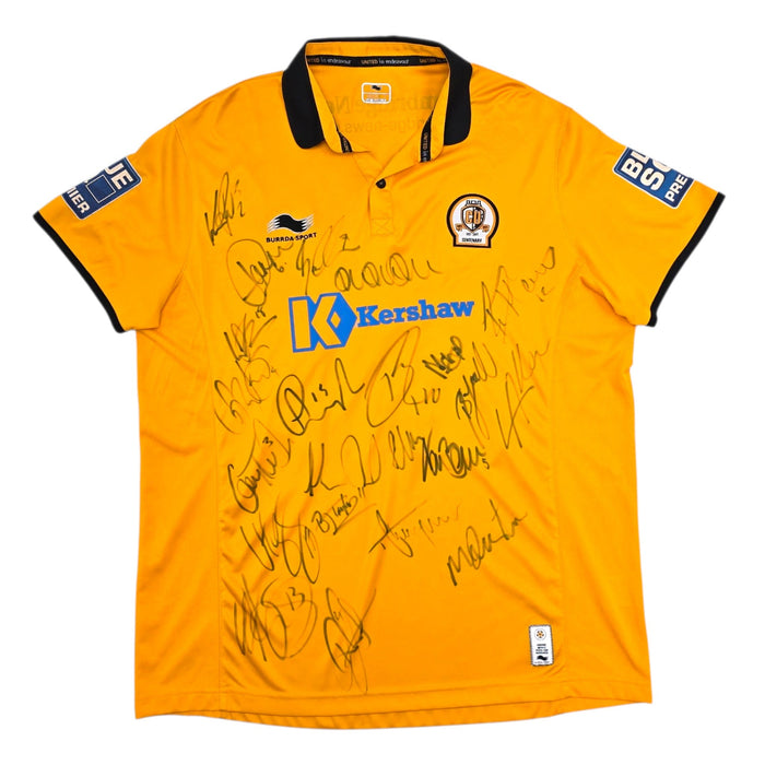 2012/13 Cambridge United Home Football Shirt (XL) Burrda Sport #25 Hudson (Matchworn) Squad Signed - Football Finery - FF307799