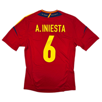 2012/13 Spain Home Football Shirt (M) Adidas #6 Iniesta - Football Finery - FF204550