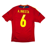 2012/13 Spain Home Football Shirt (M) Adidas 6 Iniesta - Football Finery - FF301026