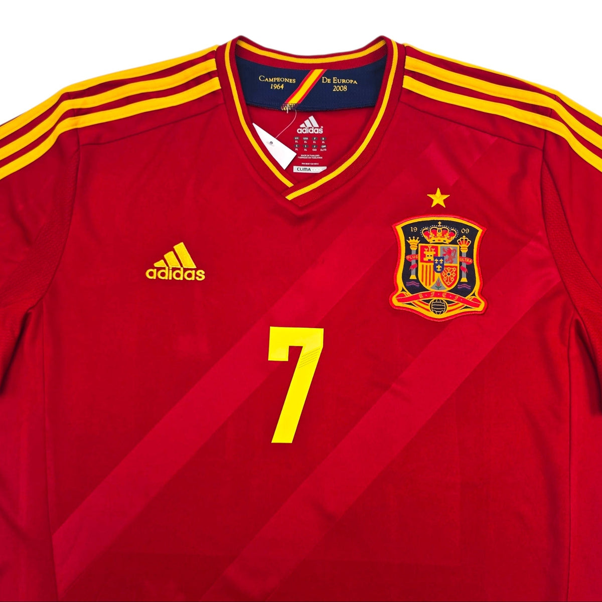 2012/13 Spain Home Football Shirt (XL) Adidas 7 David Villa - Football Finery - FF304477
