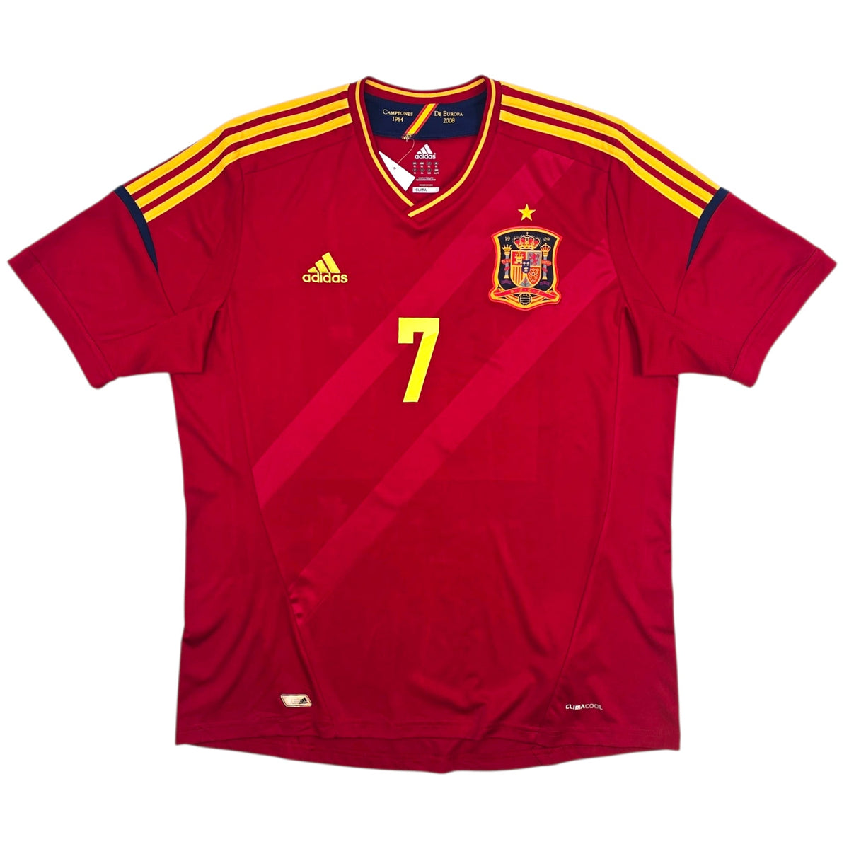 2012/13 Spain Home Football Shirt (XL) Adidas 7 David Villa - Football Finery - FF304477
