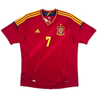 2012/13 Spain Home Football Shirt (XL) Adidas 7 David Villa - Football Finery - FF304477