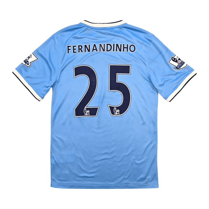 2013/14 Manchester City Home Football Shirt (S) Nike 25 Fernandinho - Football Finery - FF304139