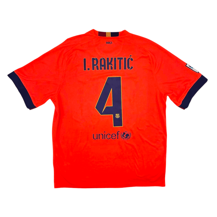 2014/15 Barcelona Away Football Shirt (XL) Nike #4 Rakitic - Football Finery - FF300017