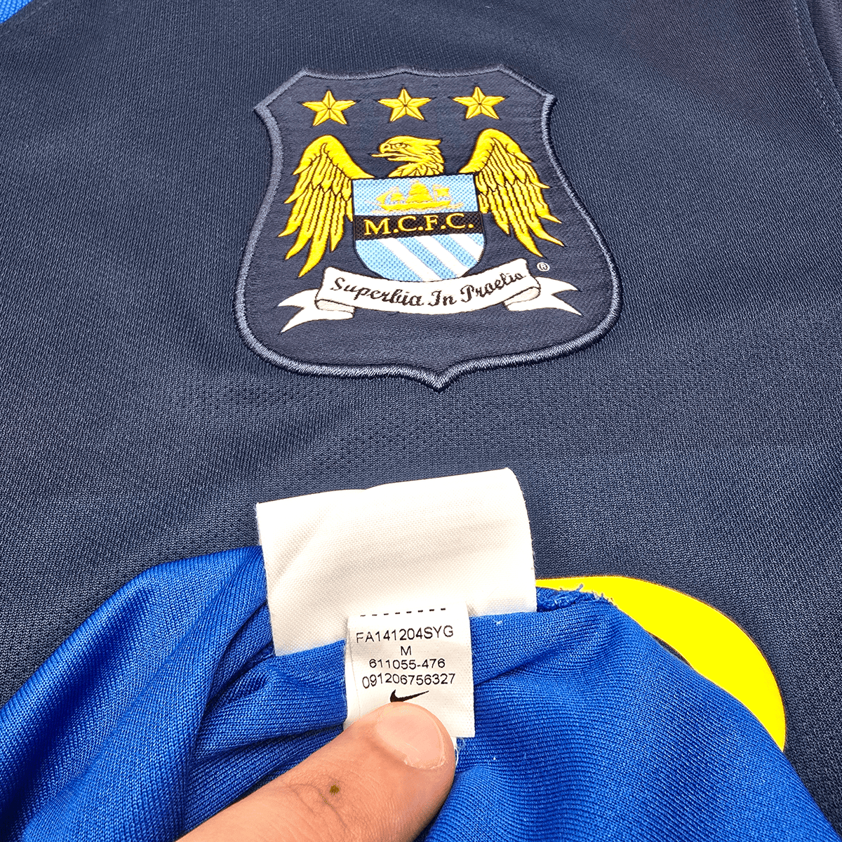 2014/15 Manchester City Away Football Shirt (M) Nike 16 Kun Aguero - Football Finery - FF303726