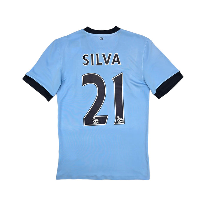 2014/15 Manchester City Home Football Shirt (S) Nike #21 Silva - Football Finery - FF204011
