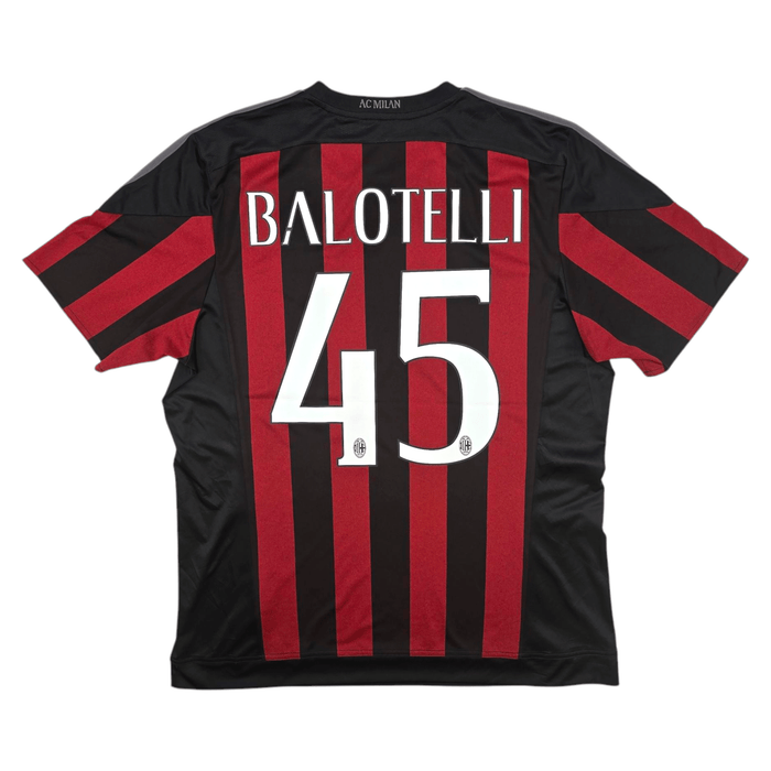 2015/16 AC Milan Home Football Shirt (XL) Adidas 45 Balotelli - Football Finery - FF301117