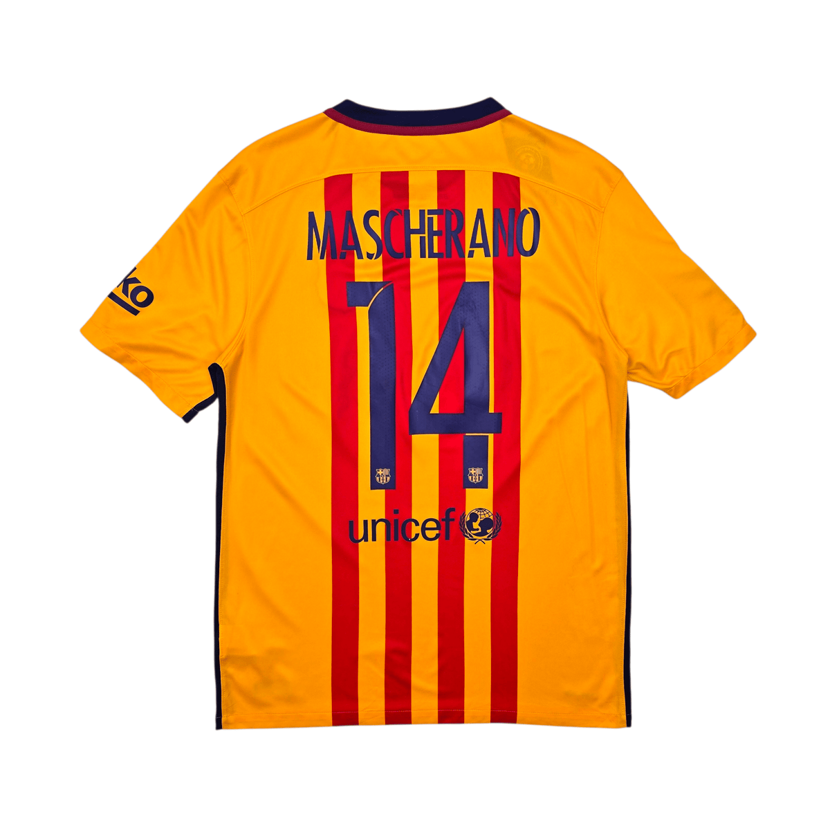 2015/16 Barcelona Away Football Shirt (L) Nike 14 Mascherano - Football Finery - FF303739