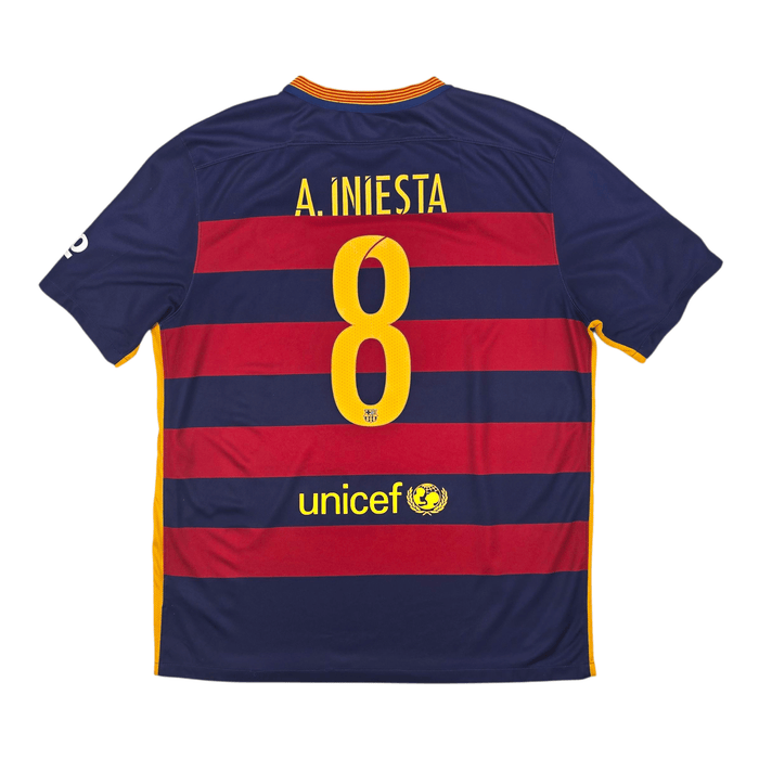 2015/16 Barcelona Home Football Shirt (XL) Nike 8 A.Iniesta - Football Finery - FF301661