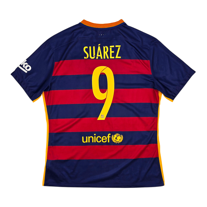 2015/16 Barcelona Home Football Shirt (XL) Nike 9 Suarez (Player Version) - Football Finery - FF302645