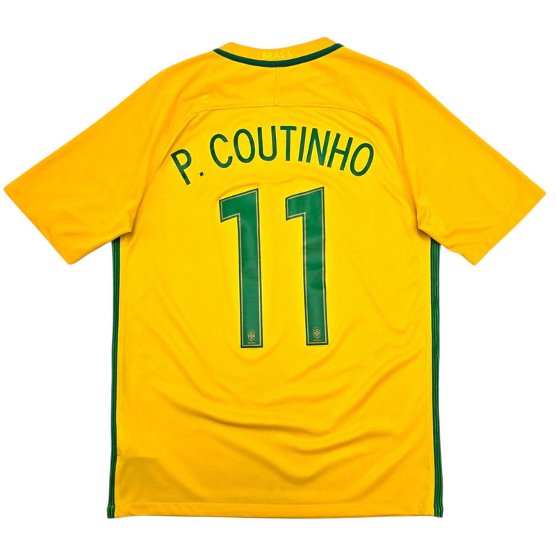2016/17 Brazil Home Football Shirt (M) Nike 11 P. Coutinho - Football Finery - FF307537