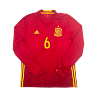 2016/17 Spain Home Football Shirt (L) Adidas 6 A.Iniesta - Football Finery - FF303665